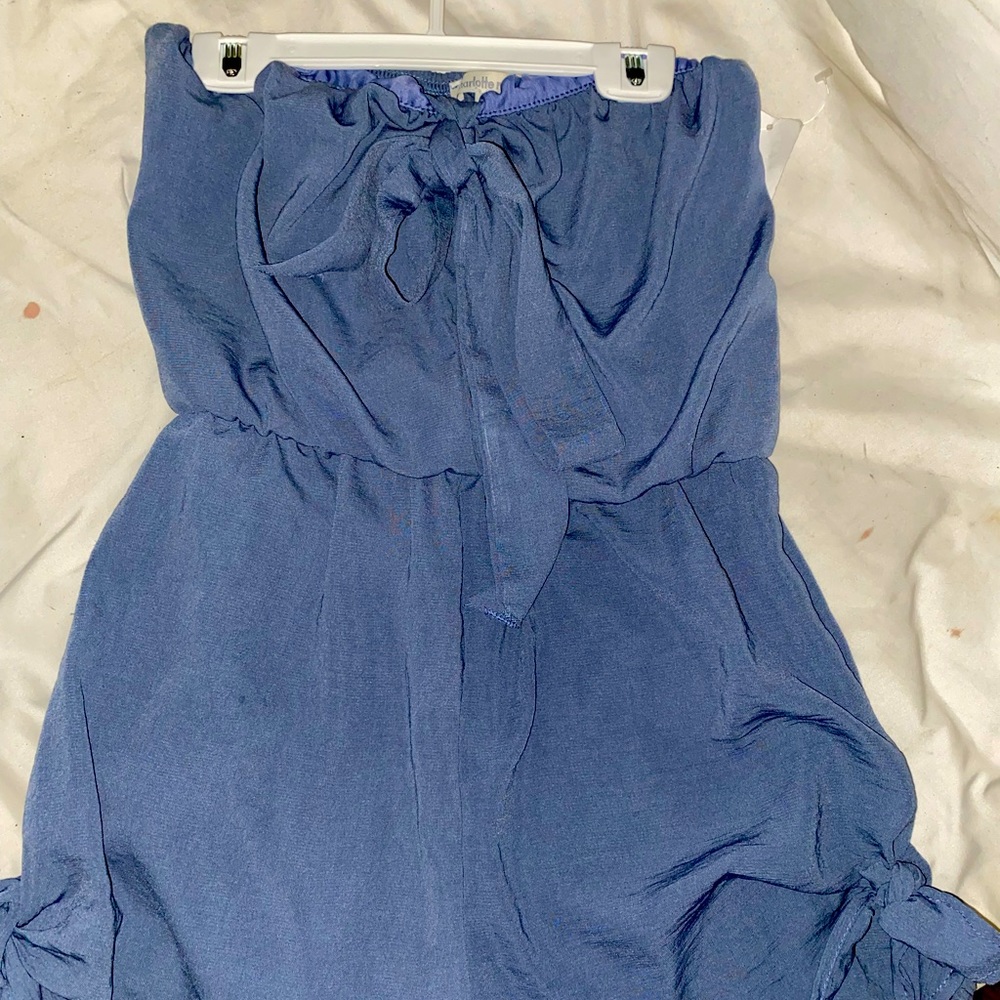Blue strapless romper - Picture 2 of 3